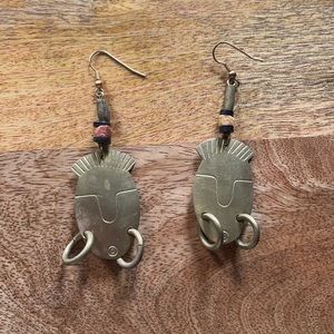 Large metal fish earrings